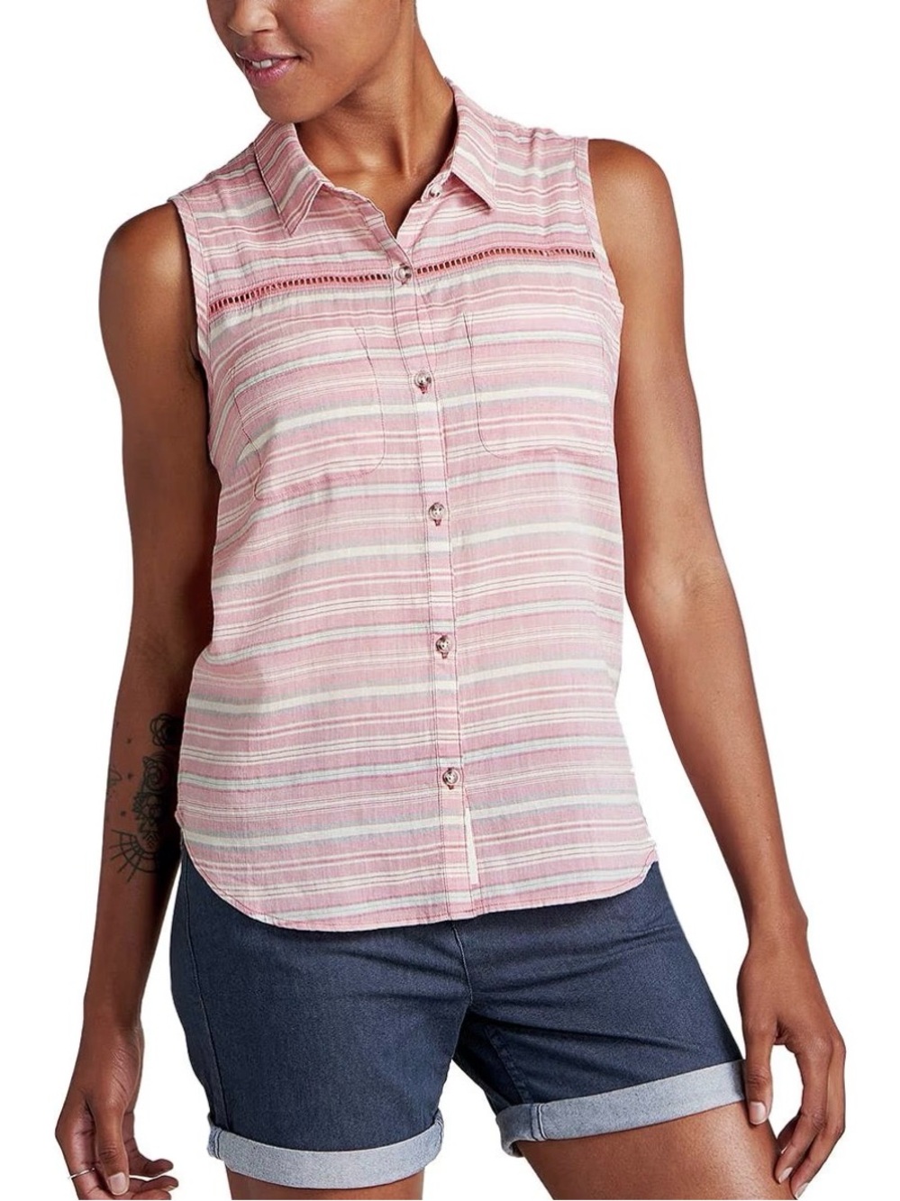 Toad & Co Striped Sleeveless Button-Front Top